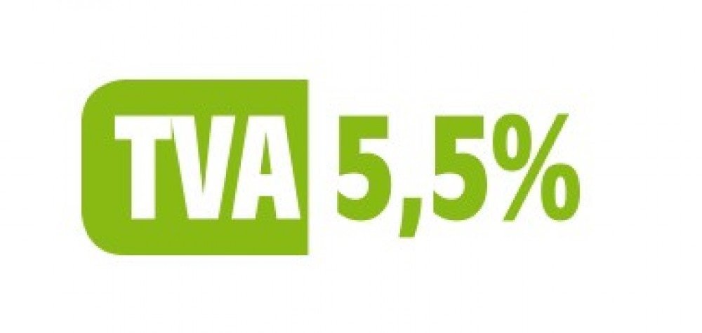 Visuel indiquant le taux de TVA réduit à 5,5 % applicable aux travaux de rénovation énergétique